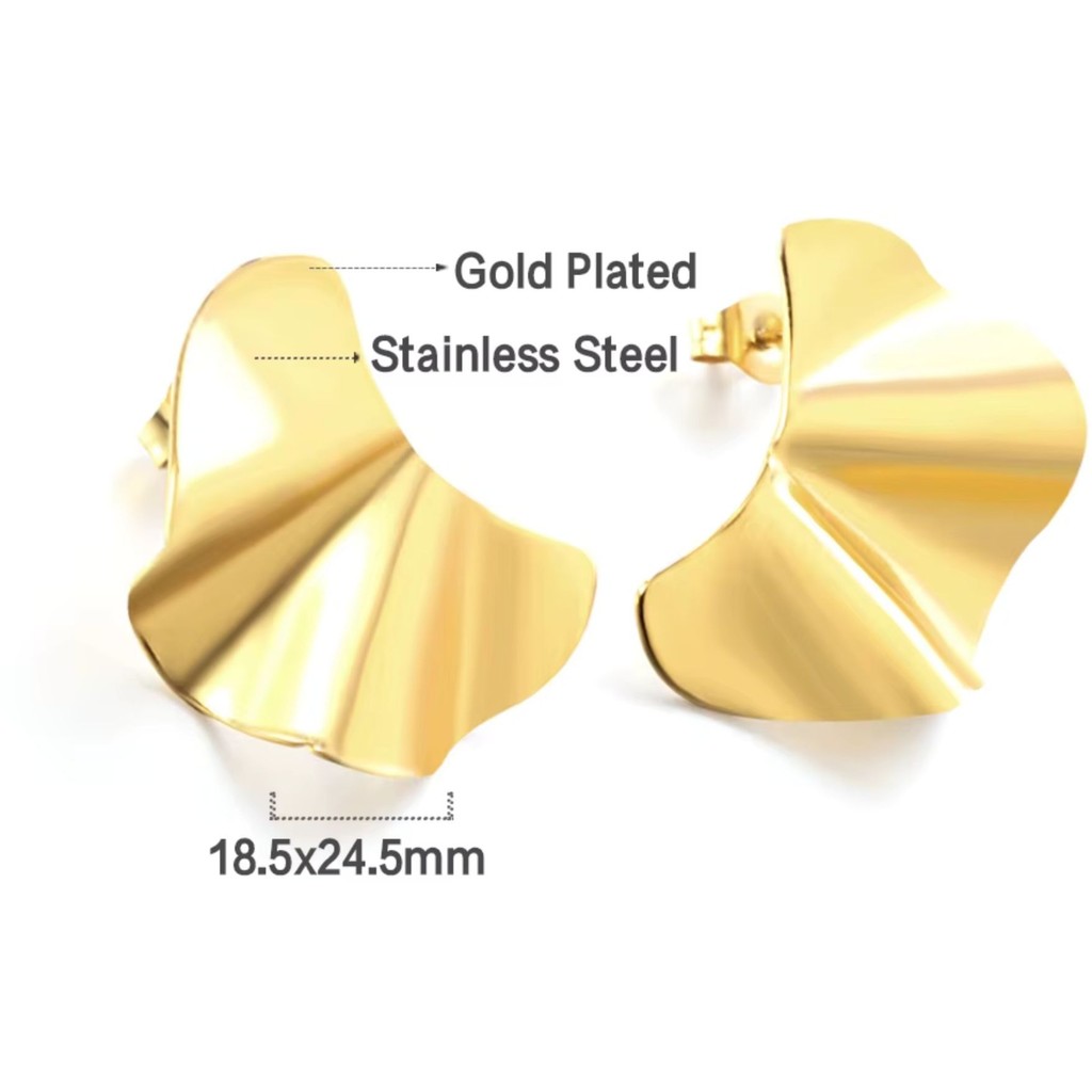 muun studios Bel wave Bel Zircon Earrings - 18K Gold Plated Earring