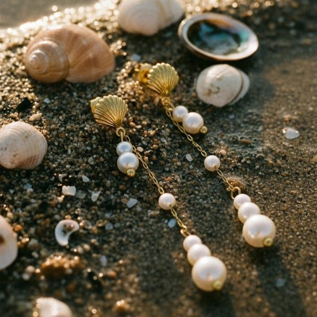 muun studios Elva Perle Øreringe - 18K Guldbelagt Earring