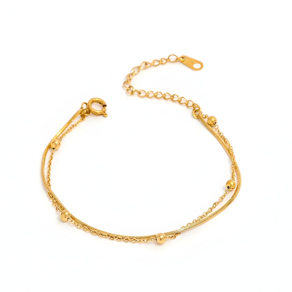 muun studios Bead 2-lags Snake Armbånd - 18K Guldbelagt Bracelet 18K Gold Plated