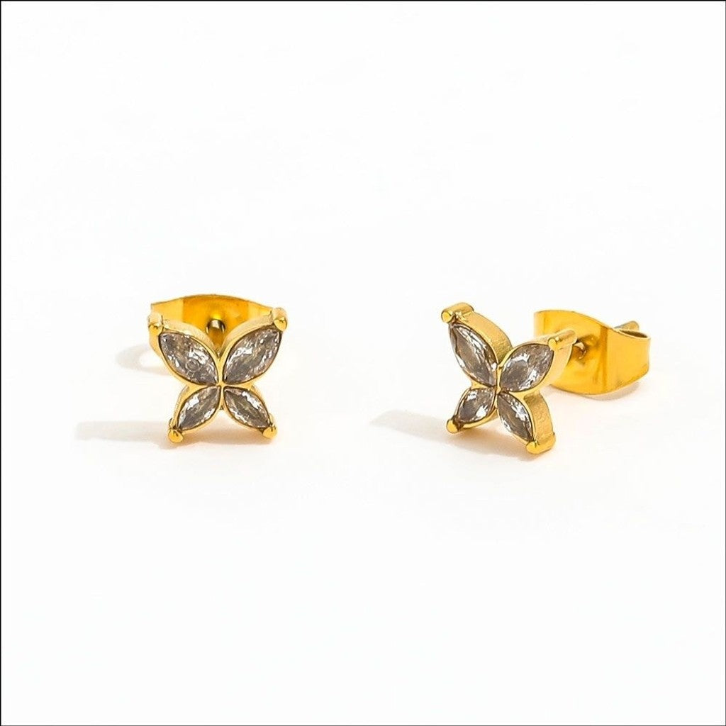 muun studios Butterfly zircon small stud Earring 18K Gold Plated