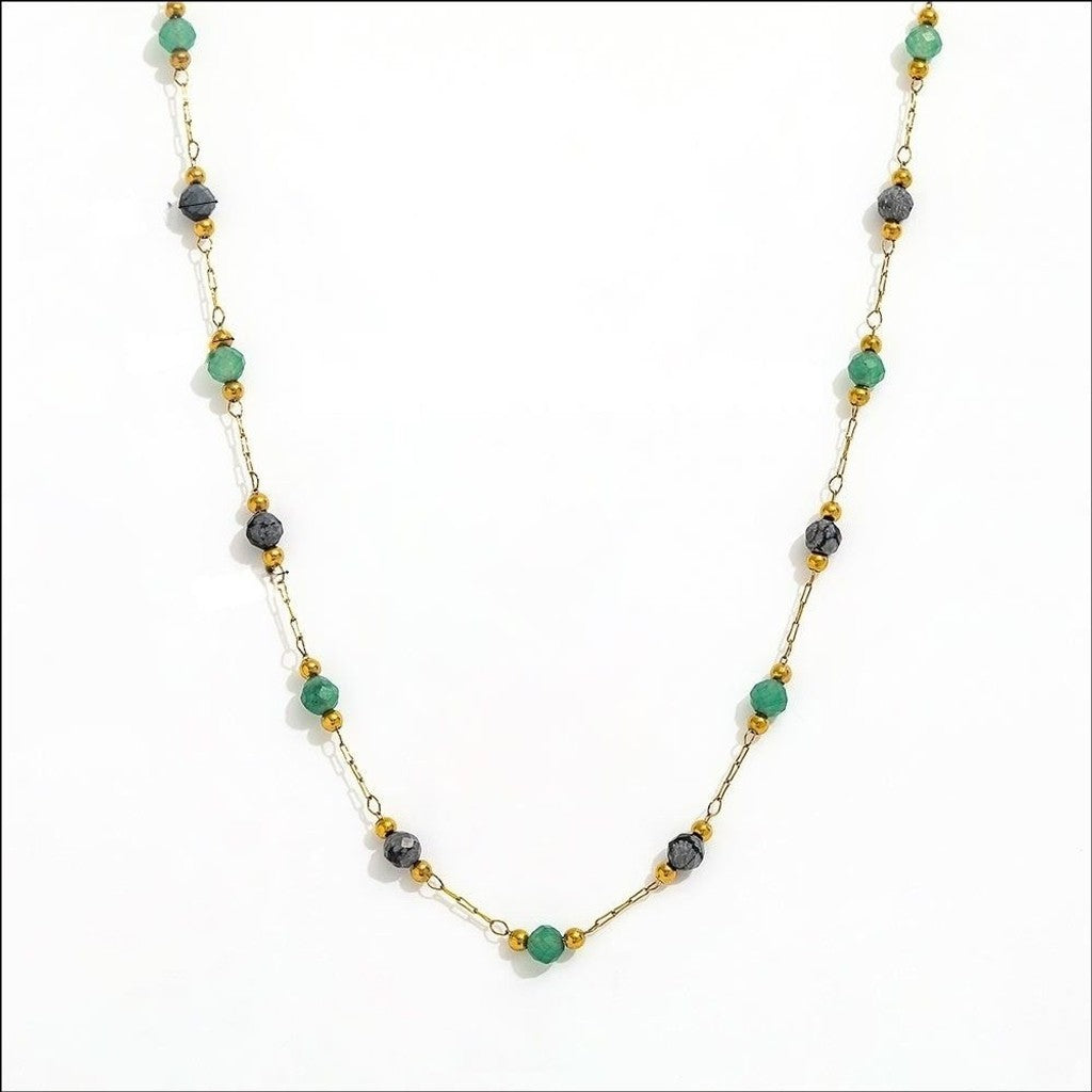 muun studios Yara Grøn Perlekæde - 18K Forgyldt Necklace 18K Gold Plated