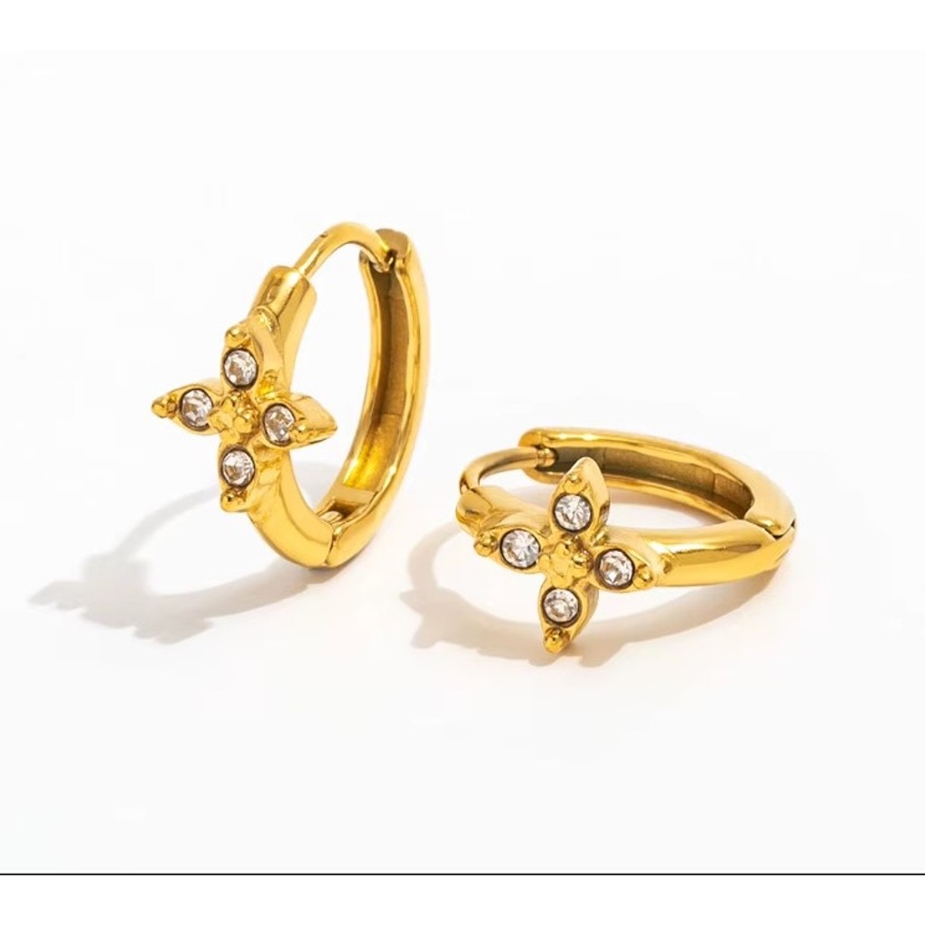 muun studios Lea flower zircon earring 18k Earring