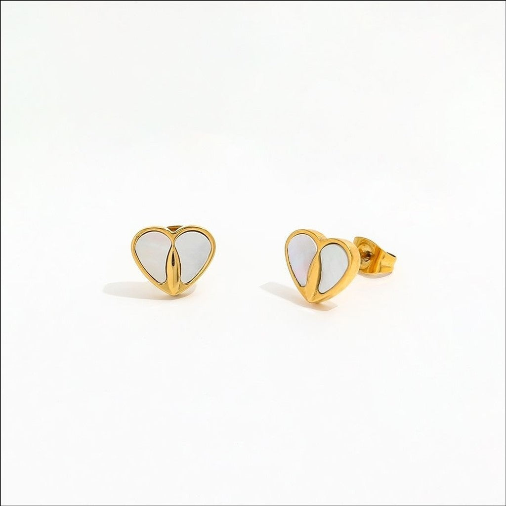muun studios Maia - Heart white earrings - 18K Gold Plated Earring 18K Gold Plated
