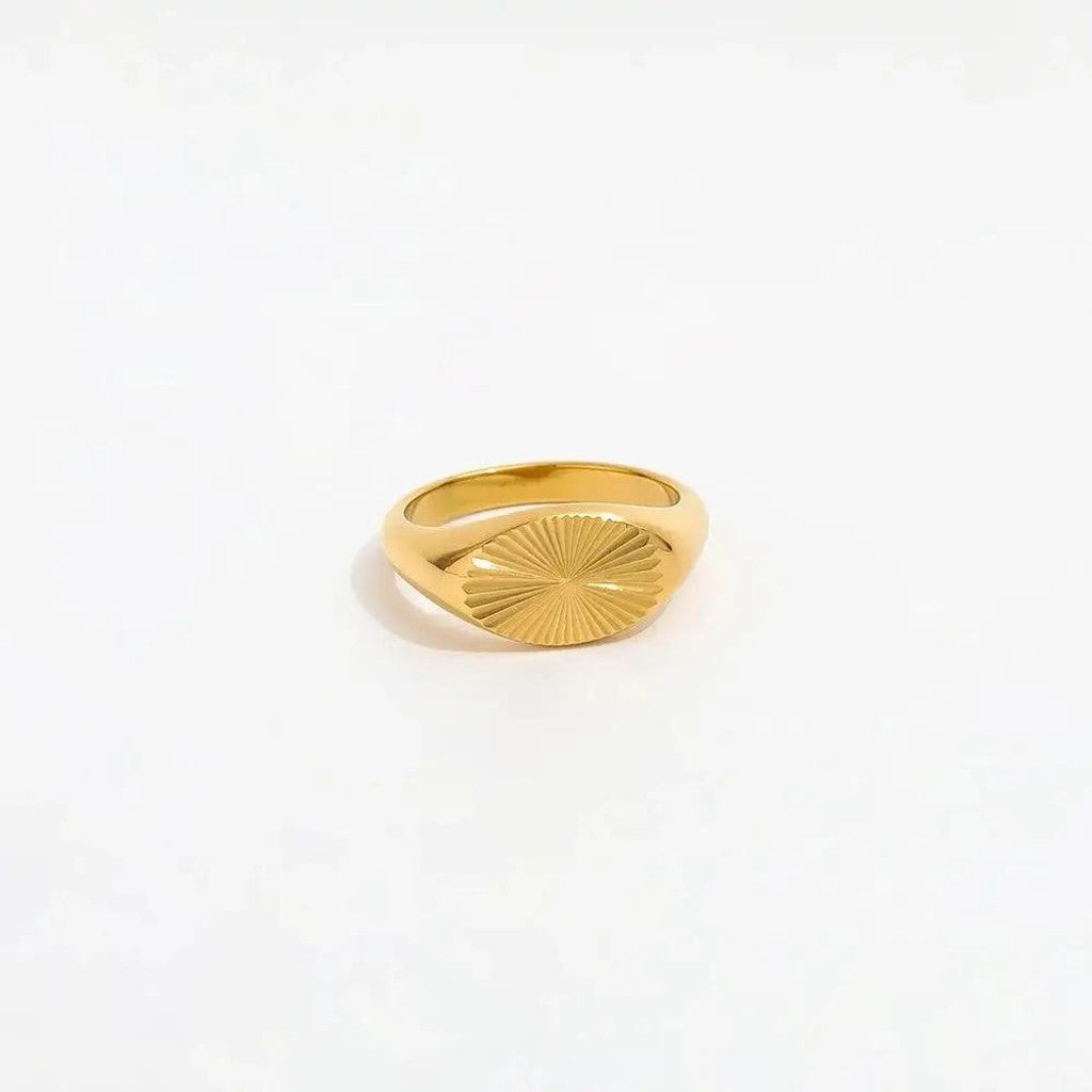 muun studios Sun Burst Oval Ring - 18K Guldbelagt Ring 18K Gold Plated