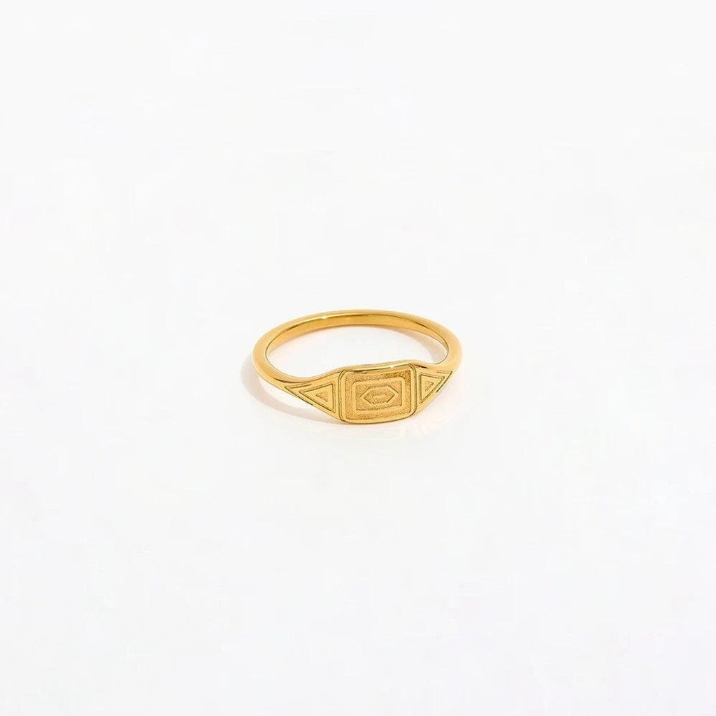 muun studios Vita Signet Ring - 18K Guldbelagt Ring 18K Gold Plated