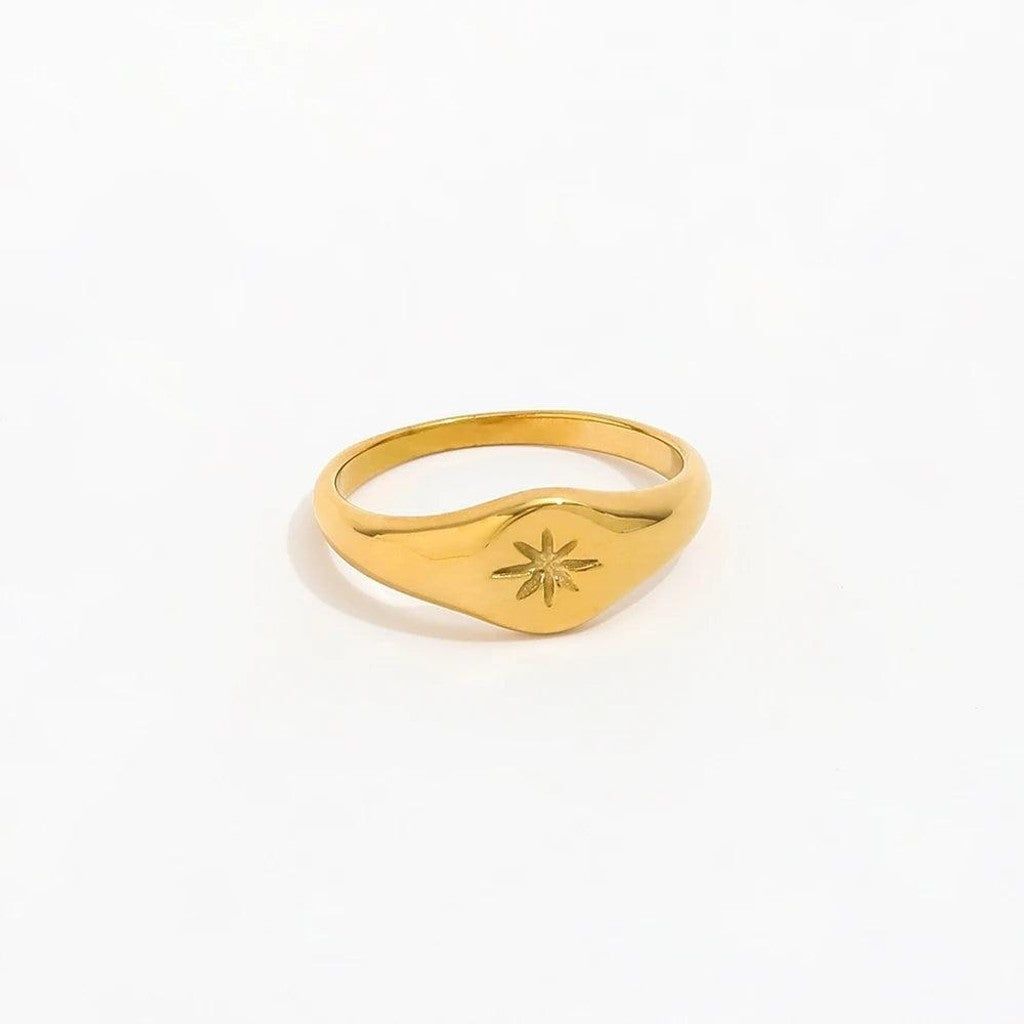 muun studios Zirkon Stjerne Signet Ring - 18K Guldbelagt Ring 18K Gold Plated