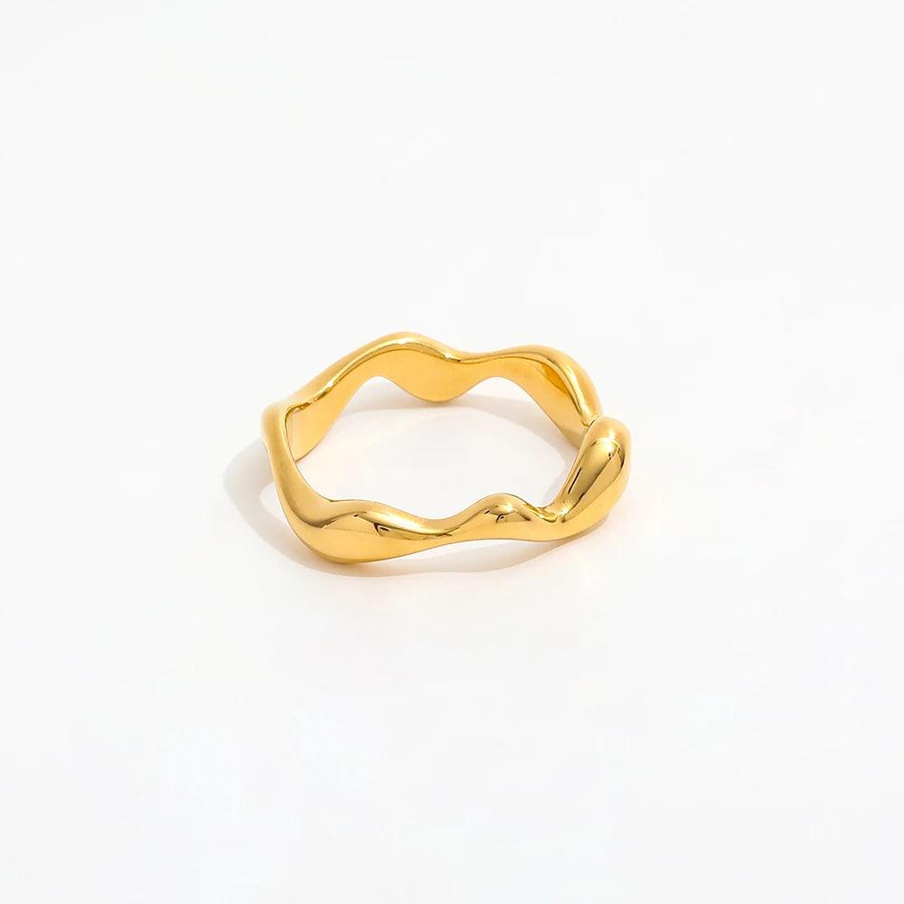 Wavy Wave Ring 18K Guldbelagt - muun studios