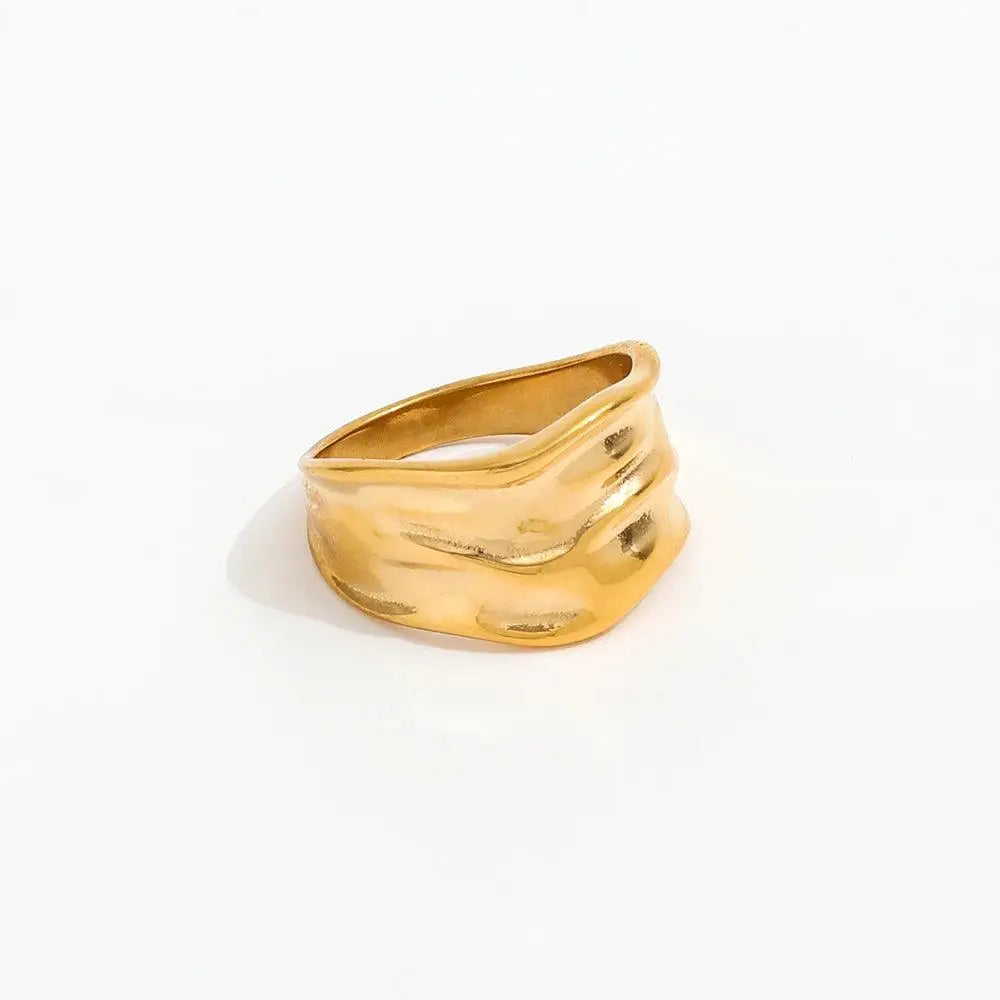 Wrinkle Fold Ring 18K Guldbelagt - muun studios