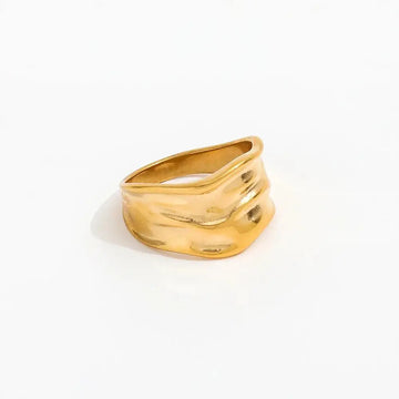 Wrinkle Fold Ring 18K Guldbelagt - muun studios